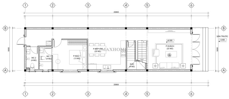ngo ngang voi mau nha pho tan co 2 tang 3 phong ngu dep long lay 25