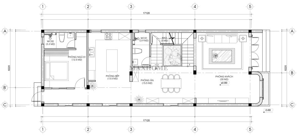 ngoi nha pho 2 tang 1 tum doc dao va sang tao tren tung net thiet ke 15