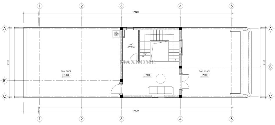 ngoi nha pho 2 tang 1 tum doc dao va sang tao tren tung net thiet ke 17