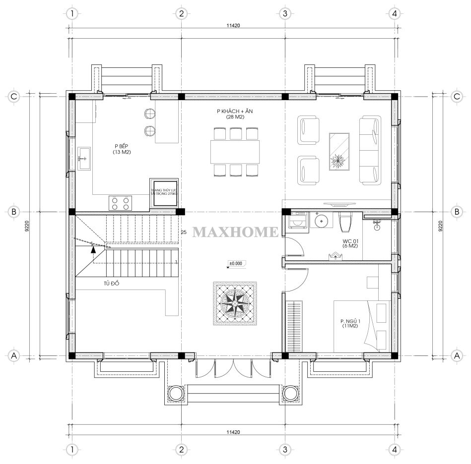 nha 2 tang mai bang tan co dien doc dao nam giua thu do 13