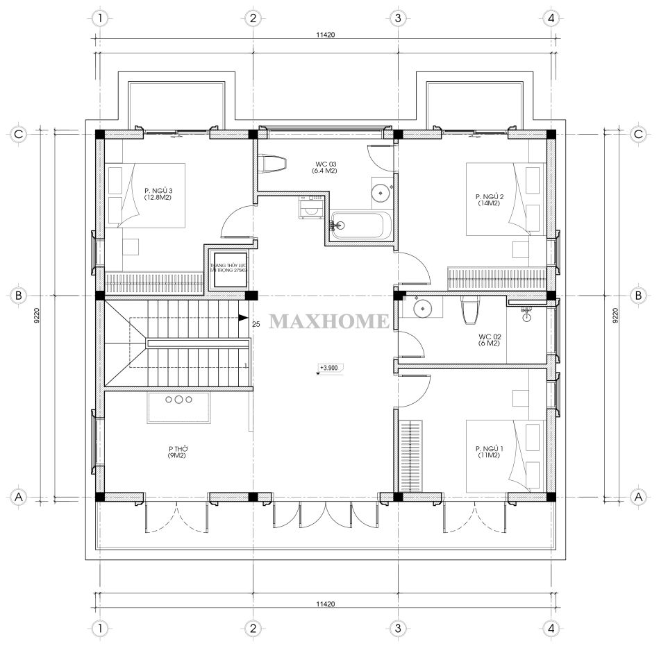 nha 2 tang mai bang tan co dien doc dao nam giua thu do 14
