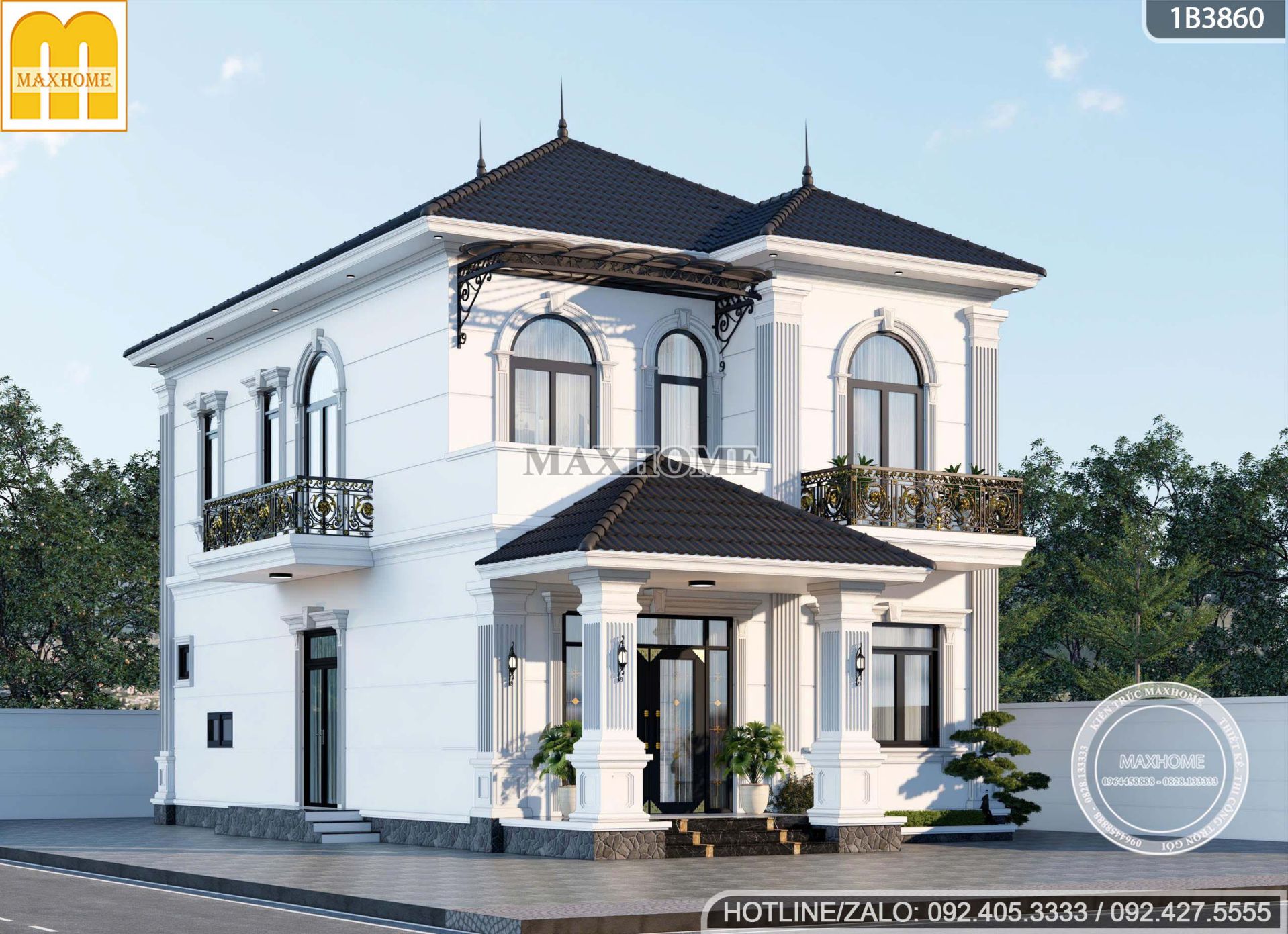 sieu pham nha 2 tang mai nhat tan co dien do maxhome thiet ke mh05728 9