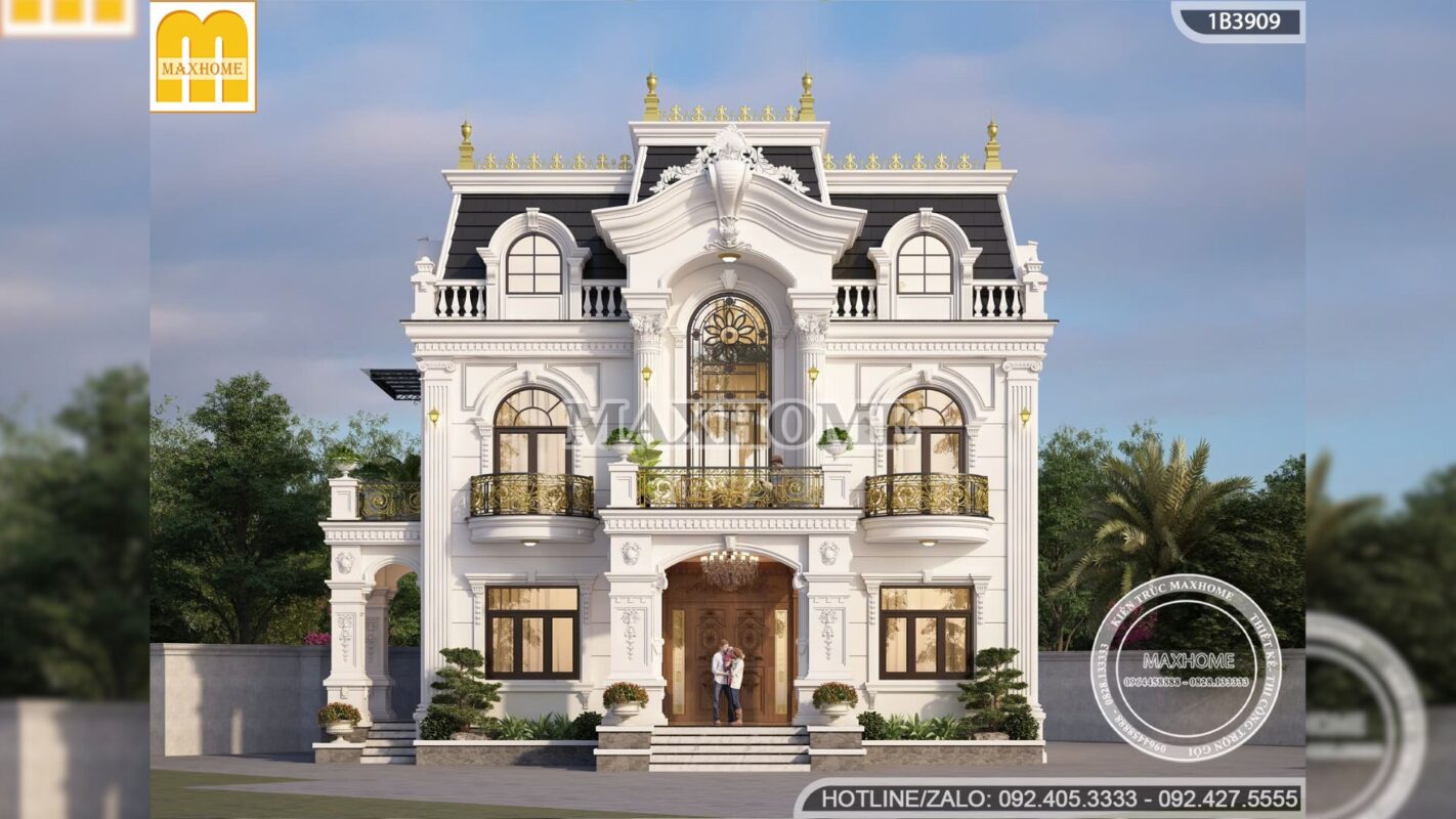 thiet ke biet thu tan co dien mai mansard sang trong dang cap tai vinh phuc mh05897 10