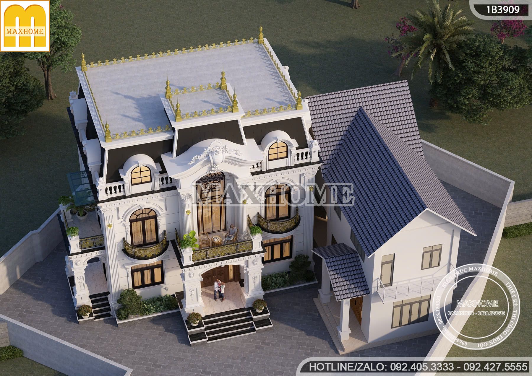 thiet ke biet thu tan co dien mai mansard sang trong dang cap tai vinh phuc mh05897 2