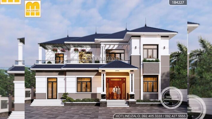 thiet ke nha 2 tang mai nhat 6 phong ngu mat tien 17m cho gia dinh nhieu the he mh0591 1