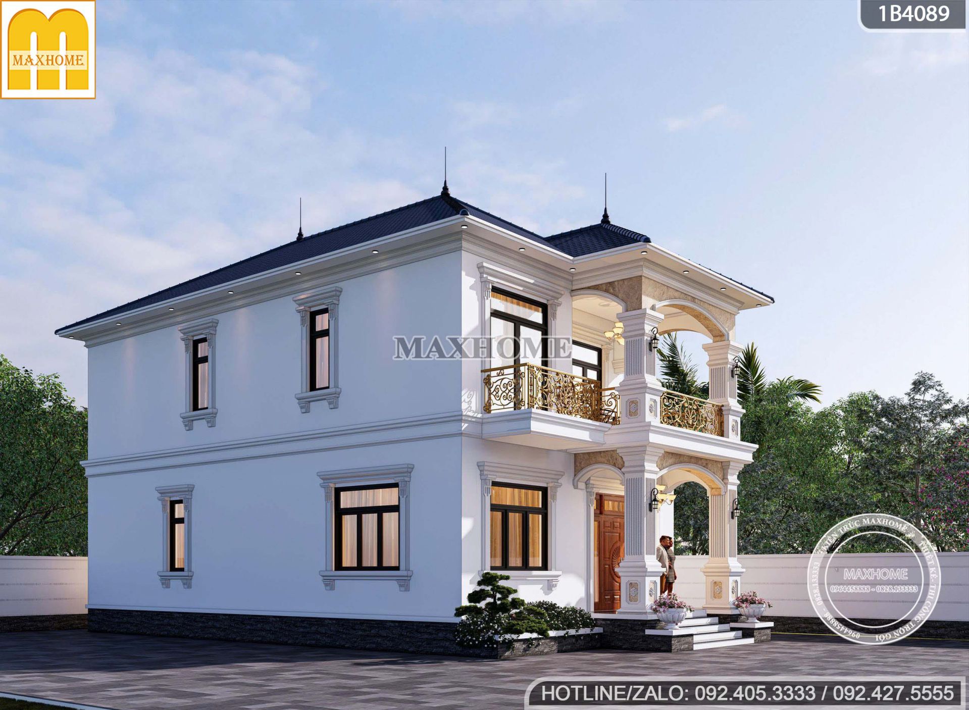 thiet ke nha 2 tang mai nhat tan co dien 4 phong ngu day du cong nang mh05845 2 thiet ke nha 2 tang mai nhat tan co dien 4 phong ngu day du cong nang mh05845 2