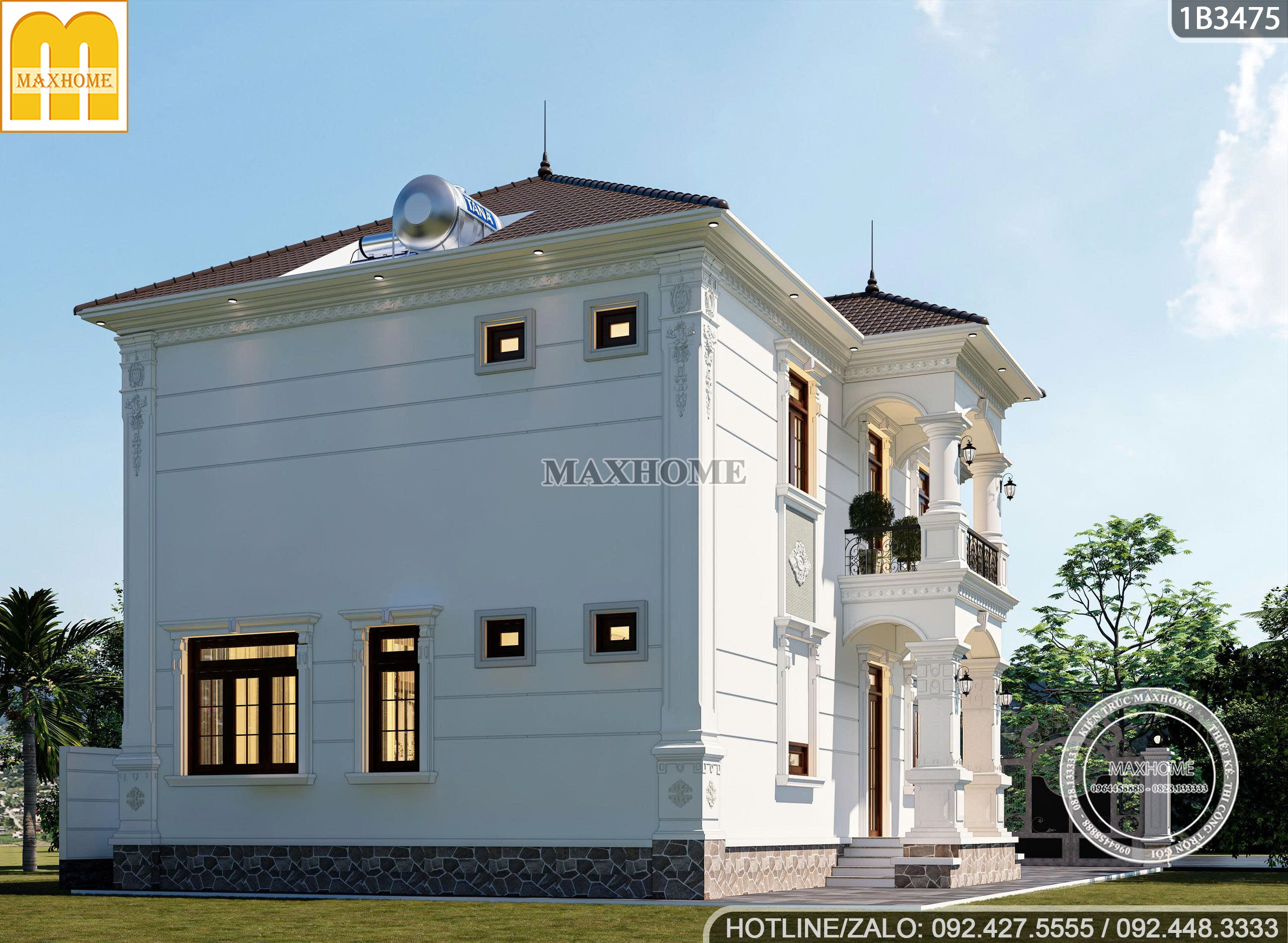 thiet ke nha 2 tang tan co voi ngoi nau dang cap cho gia chu 9