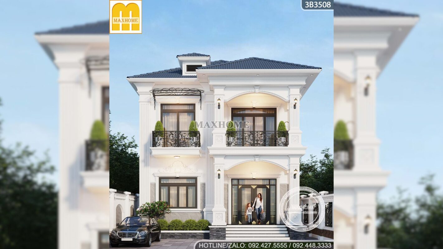 thiet ke nha 2 tang trang tan co dien khong bao gio loi thoi 2