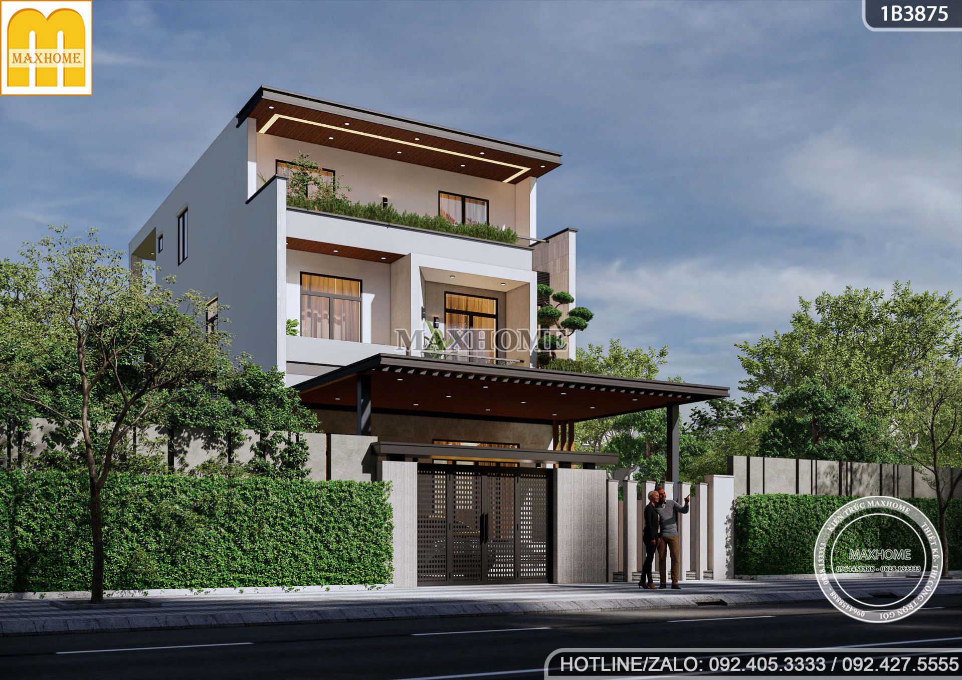 thiet ke nha 3 tang mai bang 6 phong ngu dang cap cho gia dinh lon mh05768 1