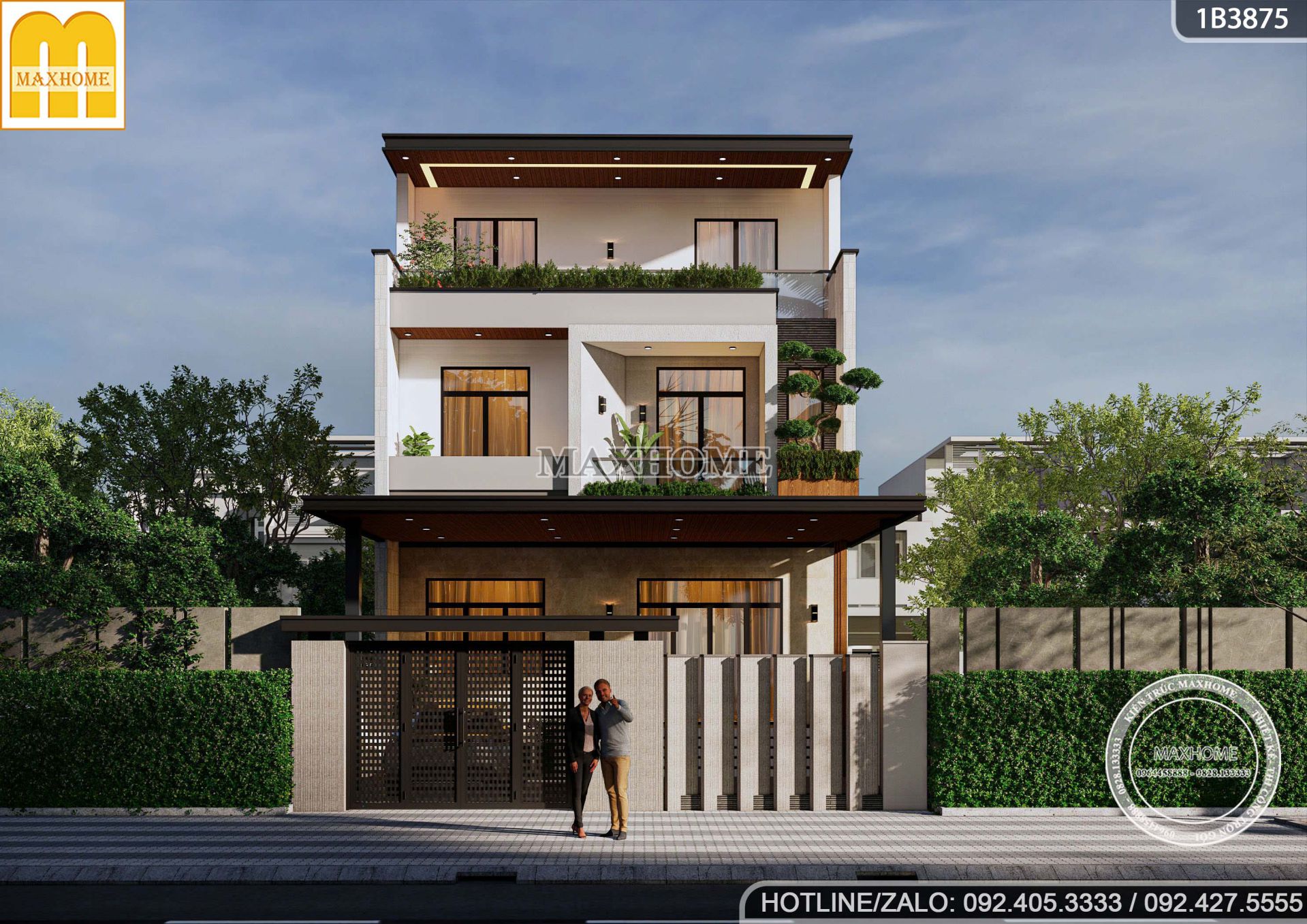 thiet ke nha 3 tang mai bang 6 phong ngu dang cap cho gia dinh lon mh05768 3