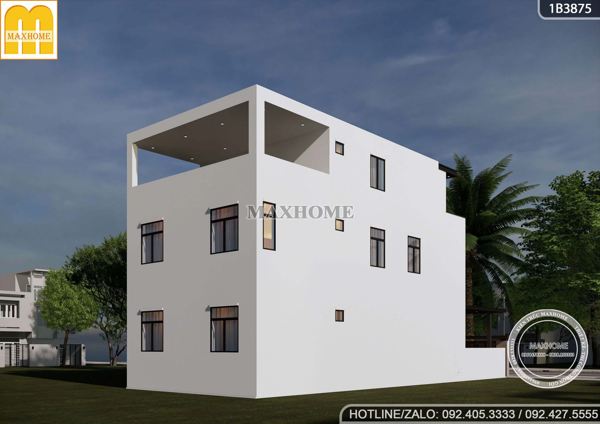 thiet ke nha 3 tang mai bang 6 phong ngu dang cap cho gia dinh lon mh05768 4