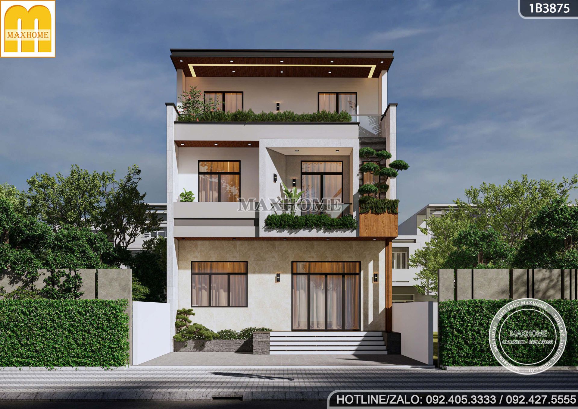 thiet ke nha 3 tang mai bang 6 phong ngu dang cap cho gia dinh lon mh05768 5