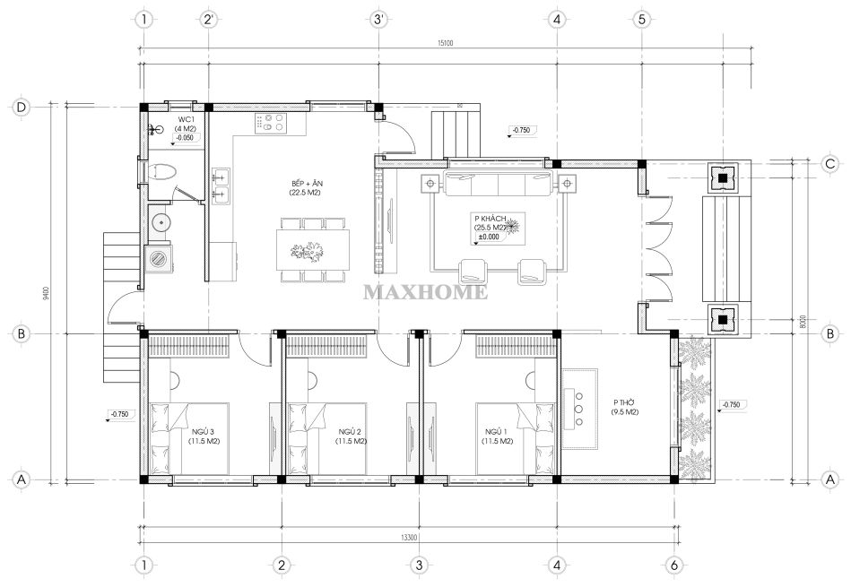thiet ke nha cap 4 3 phong ngu tren manh dat nang gio dak lak 20
