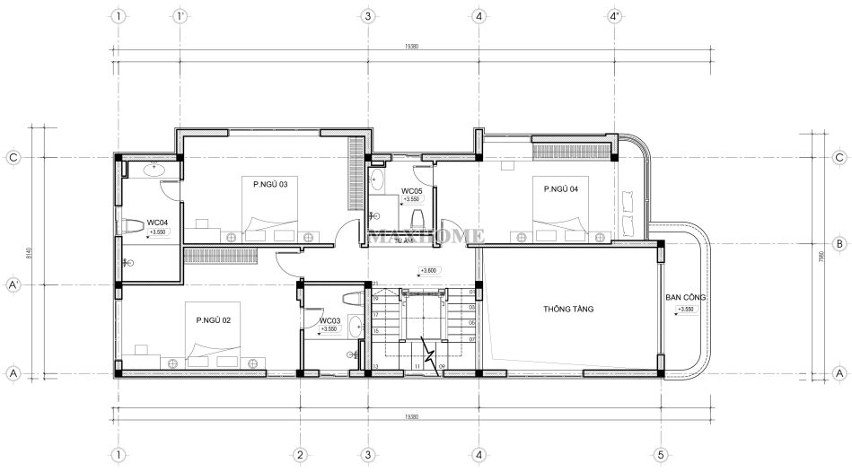 tinh than hien dai hien ro trong ban thiet ke nha 3 tang 1 tum ca tinh 13