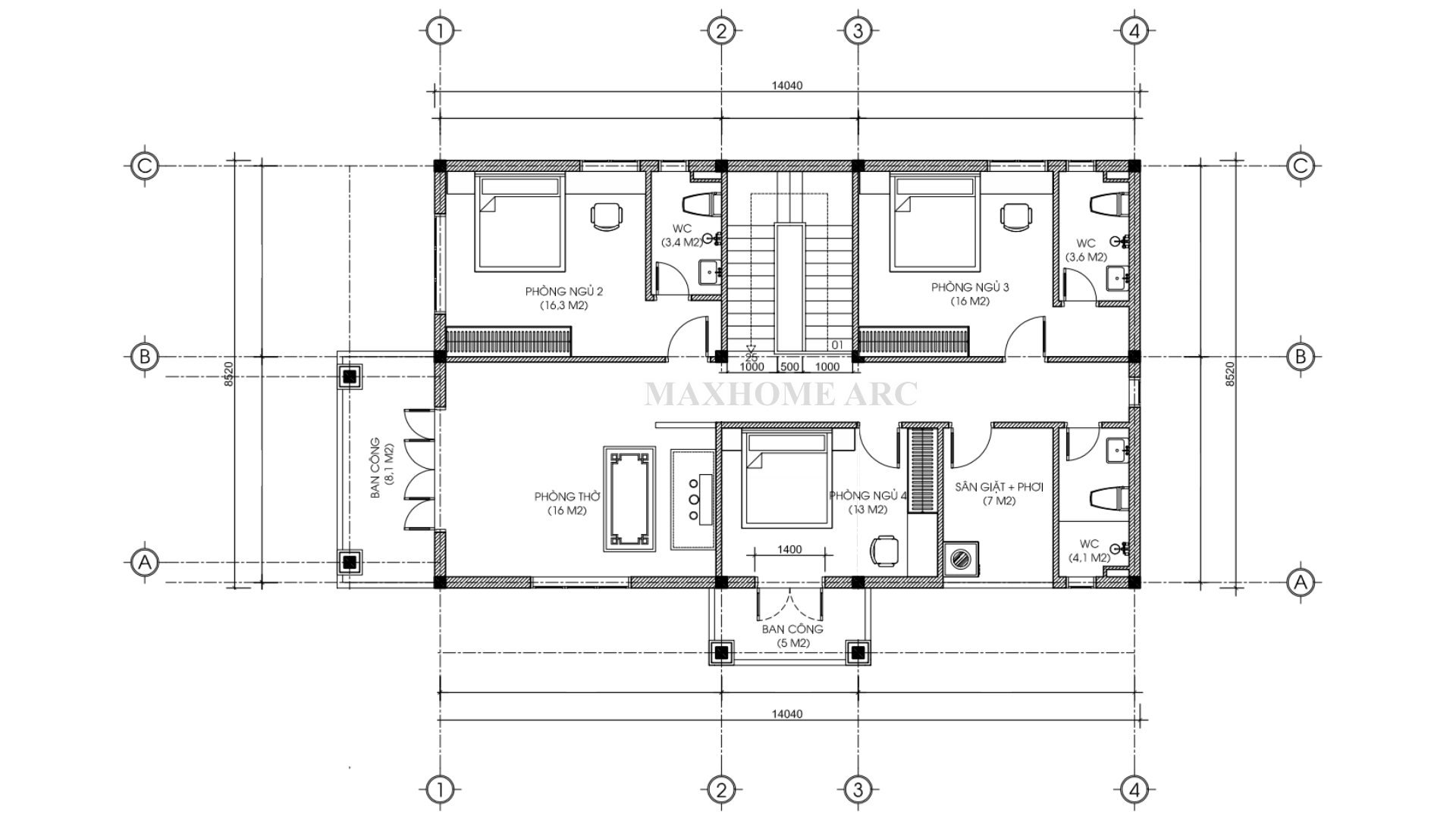 Mặt bằng công năng tầng 2 | MH06408