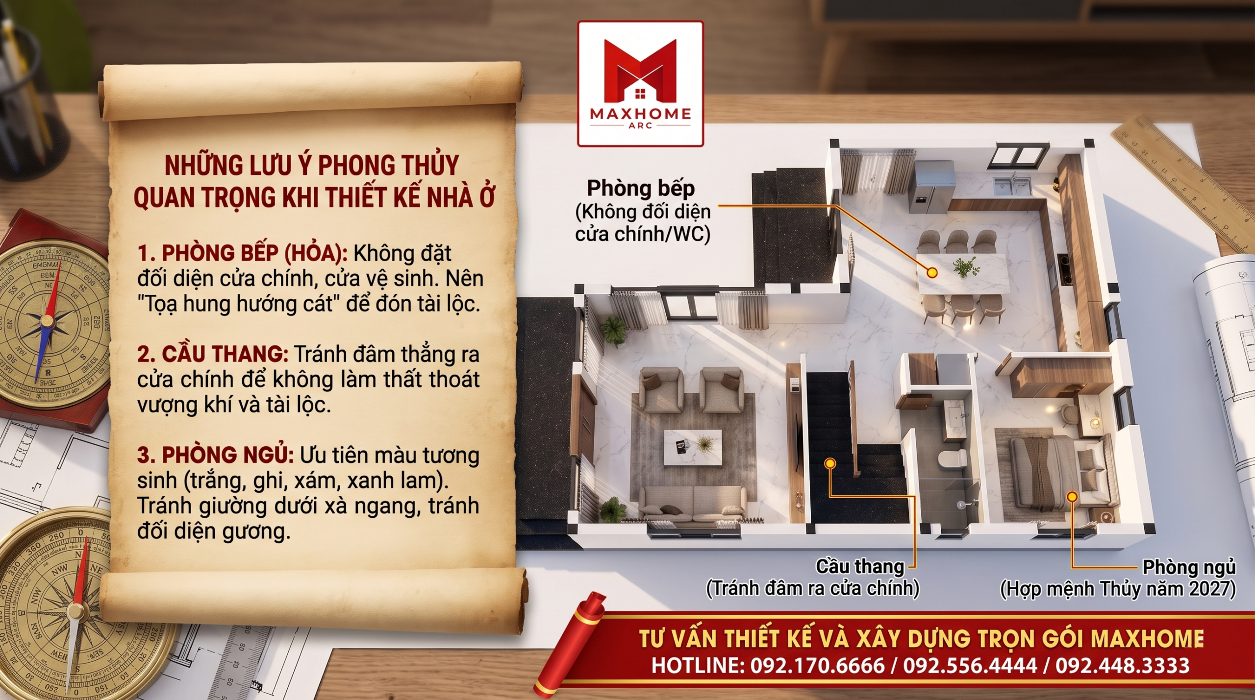Phong thủy xây nhà năm 2027: Lưu ý khi bố trí công năng