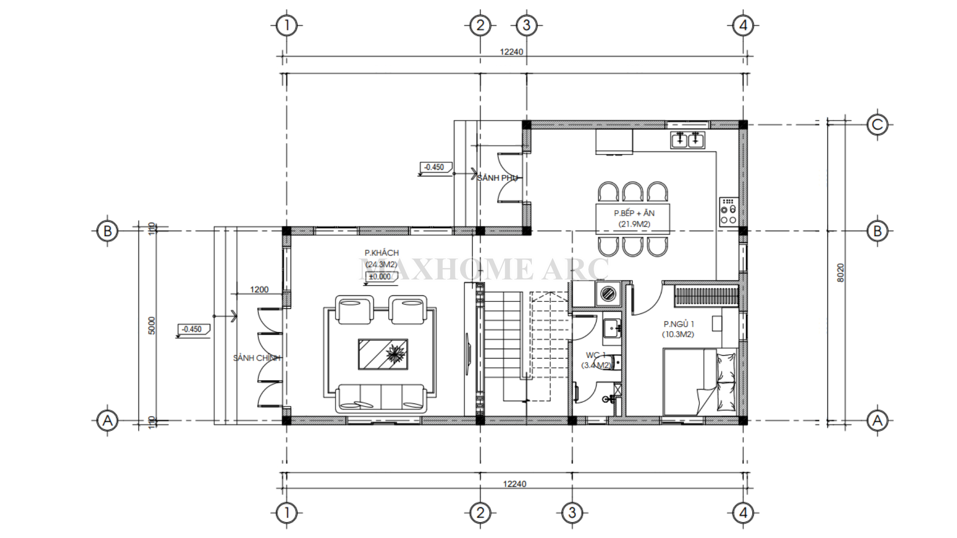 Mặt bằng công năng tầng 1 | MH06477 Mặt bằng công năng tầng 1 | MH06477