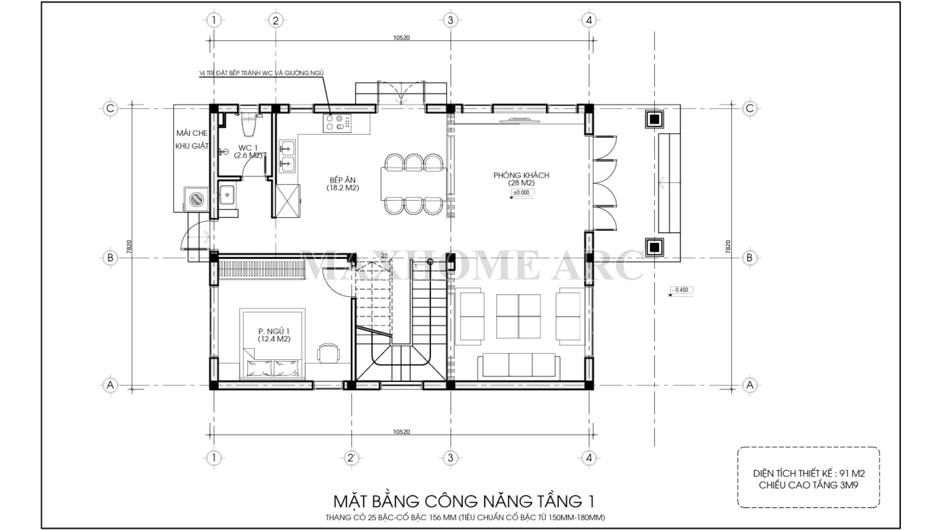 Mặt bằng công năng tầng 2 | MH06473
